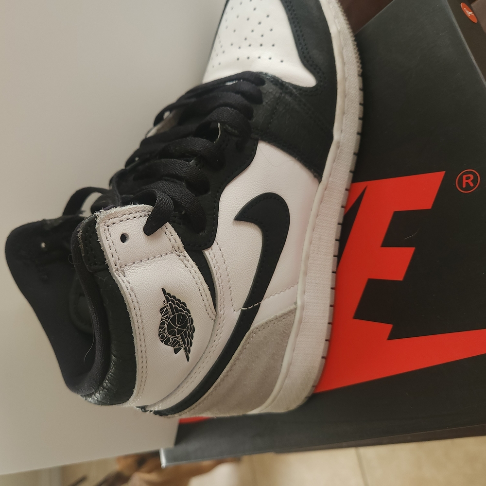 Jordan Kids Black White and Gray High-Top Sneakers with Black Swoosh